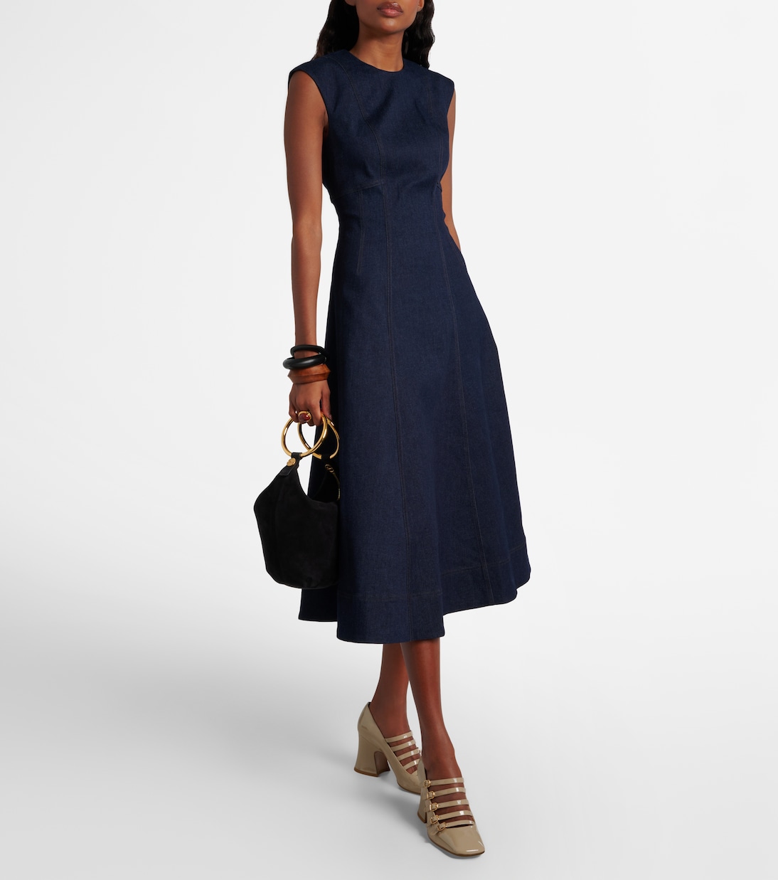 Dulce cotton-blend denim midi dress | Veronica Beard
