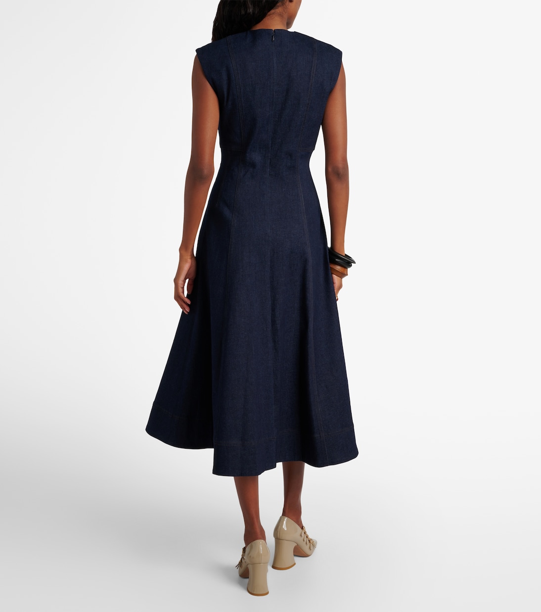 Dulce cotton-blend denim midi dress | Veronica Beard