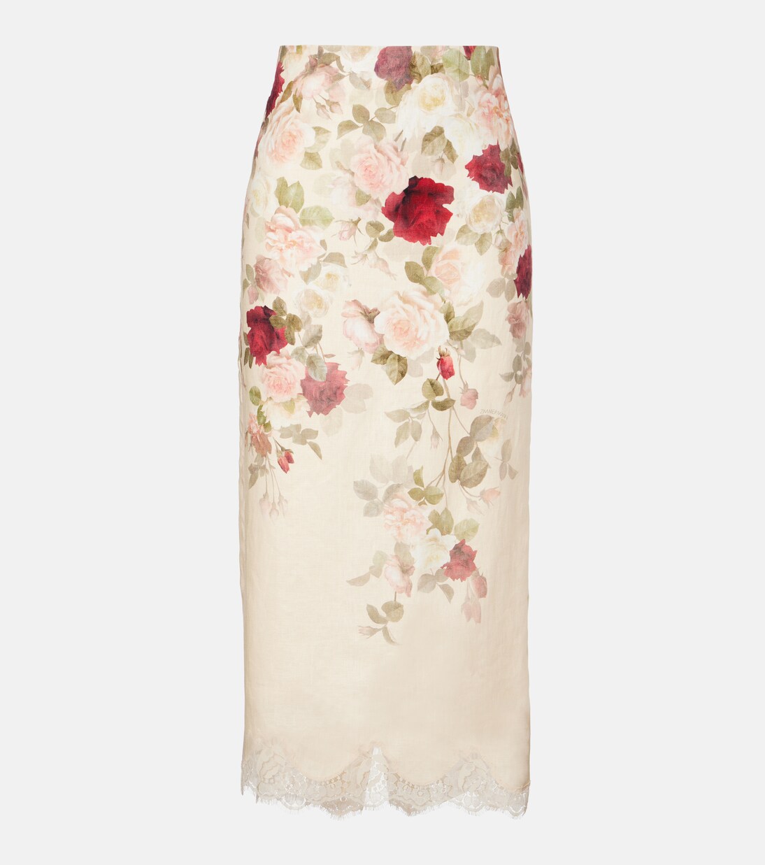 Hypnotic floral linen pencil skirt | Zimmermann