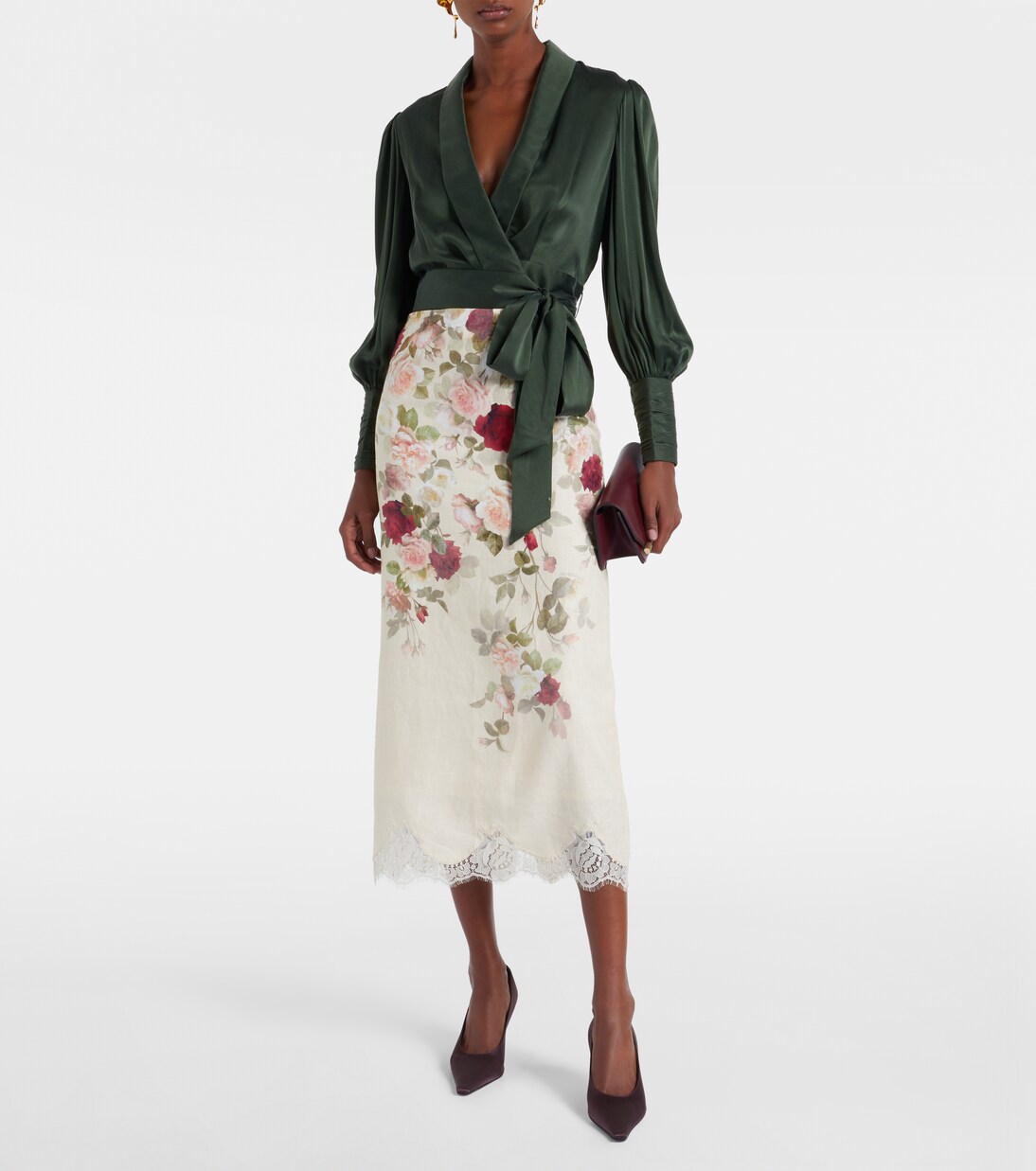 Hypnotic floral linen pencil skirt | Zimmermann