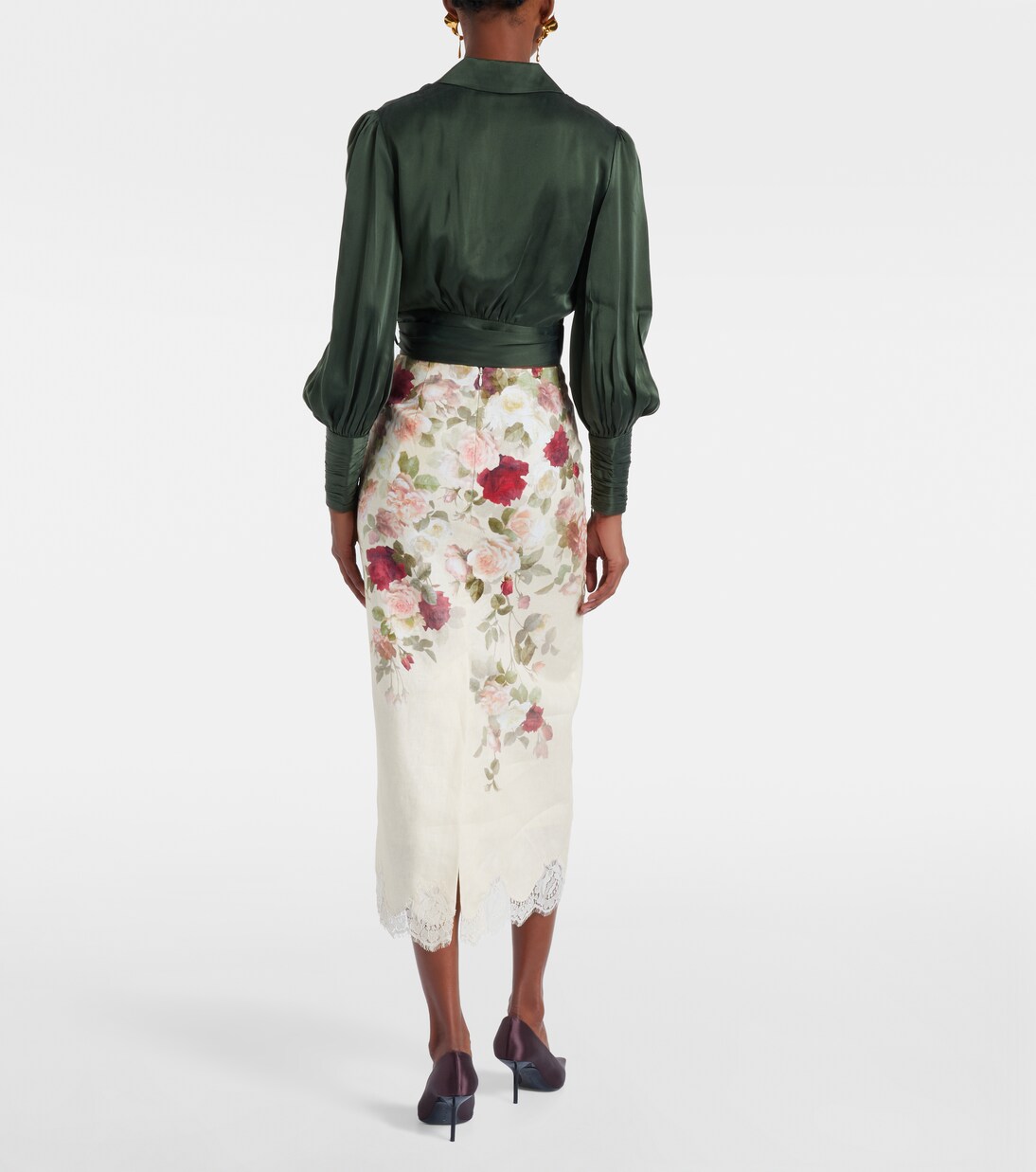 Hypnotic floral linen pencil skirt | Zimmermann