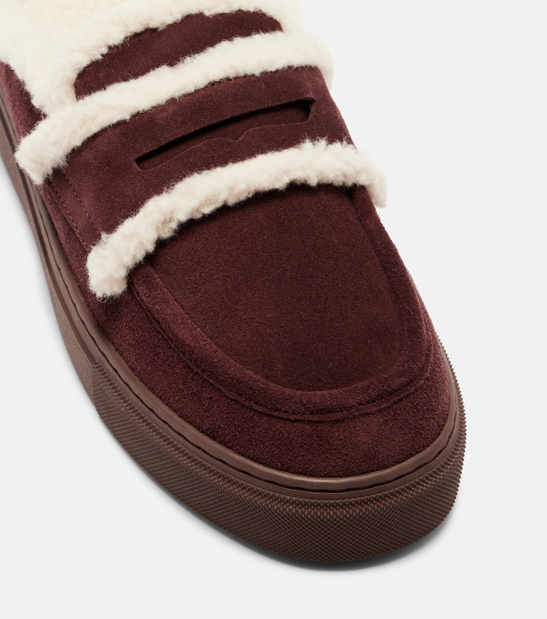 Shearling-trimmed suede mules | Inuikii