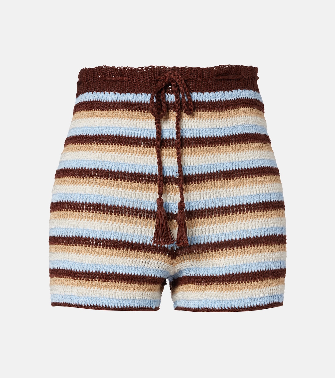 Striped cotton crochet shorts | Anna Kosturova