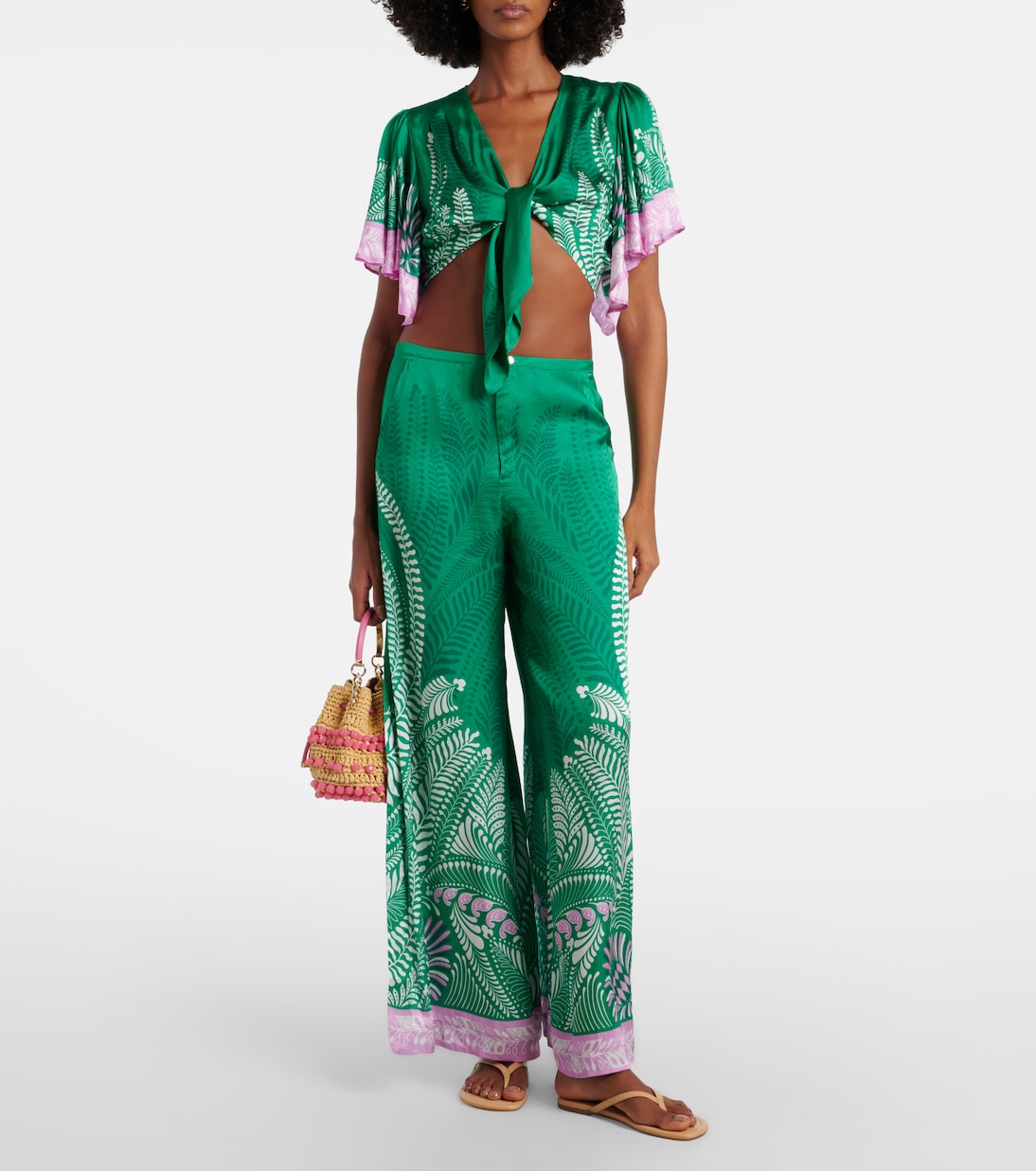 Cropped-Top Rose aus Satin  | Poupette St Barth
