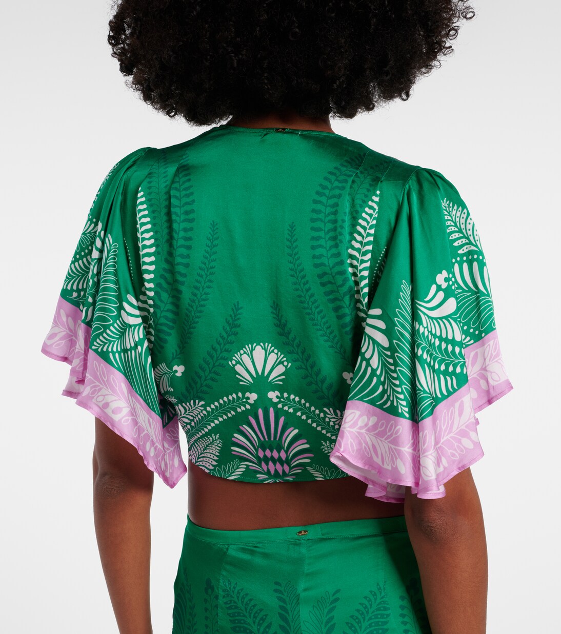 Cropped-Top Rose aus Satin  | Poupette St Barth