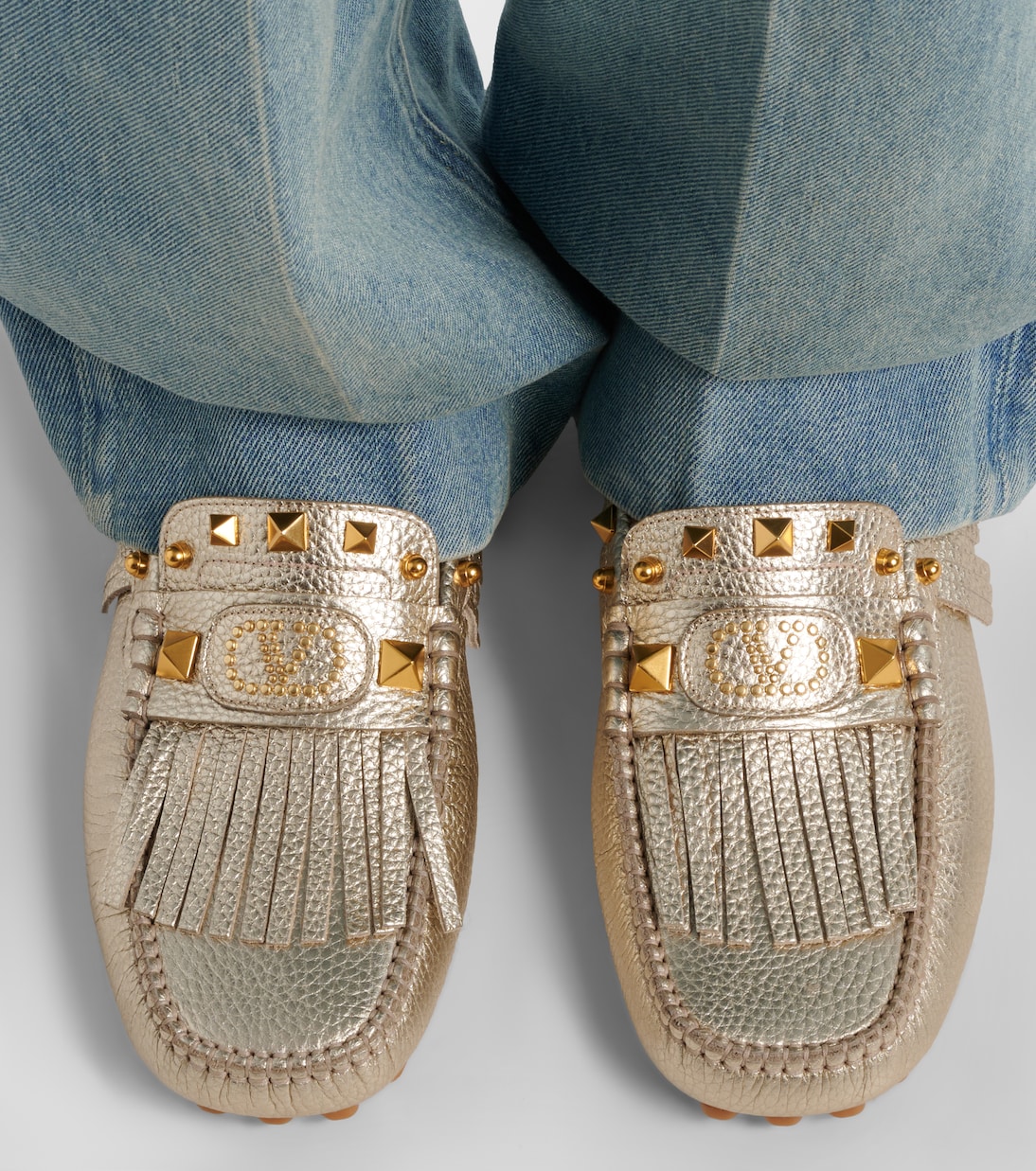 Plaster Caster metallic leather loafers | Valentino Garavani