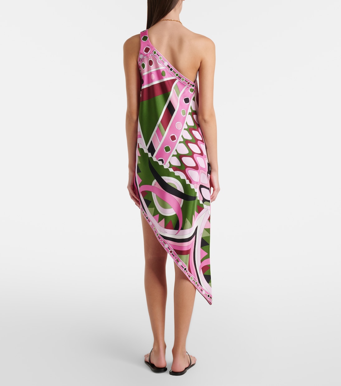Robe asymétrique imprimée en satin de soie | Pucci