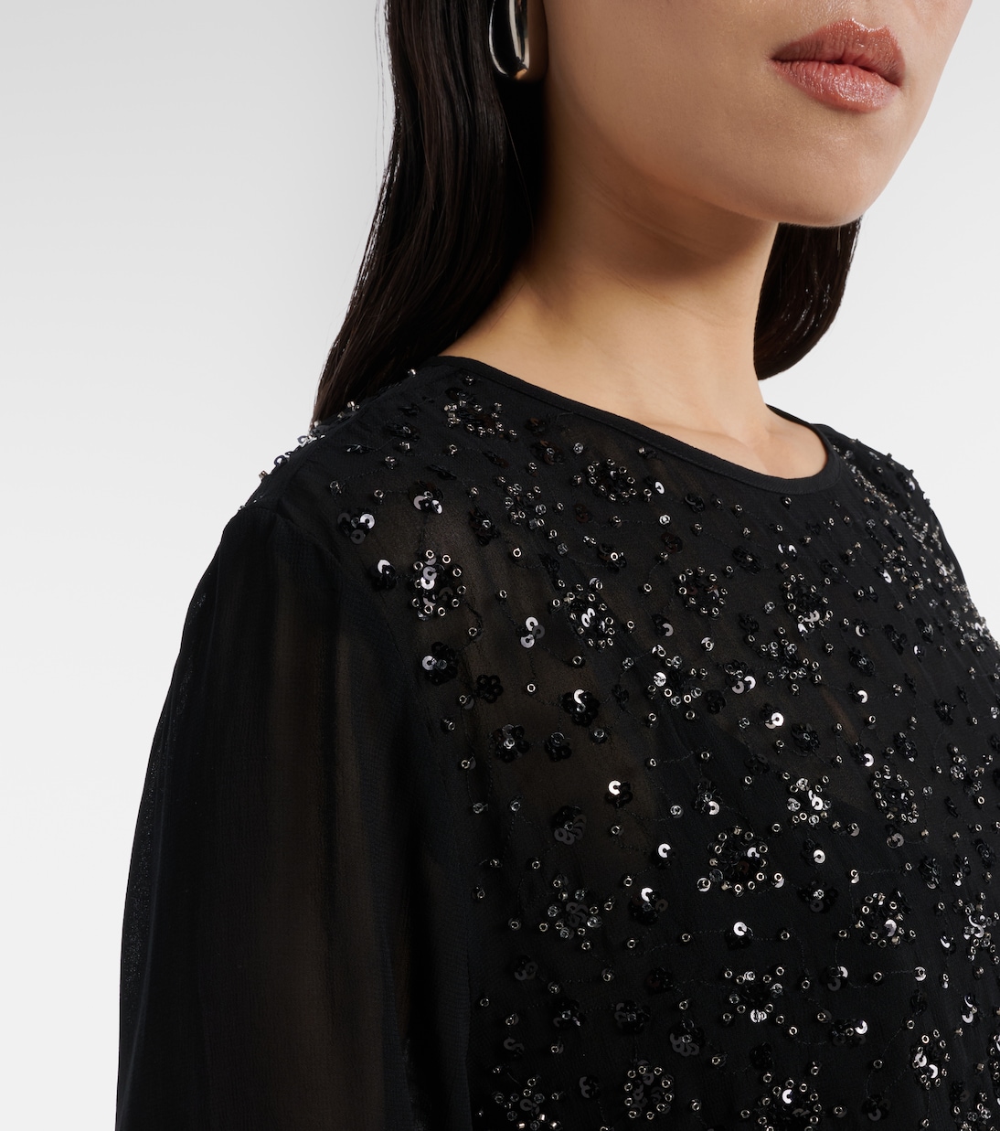 Marlowe sequinned sheer top | Velvet