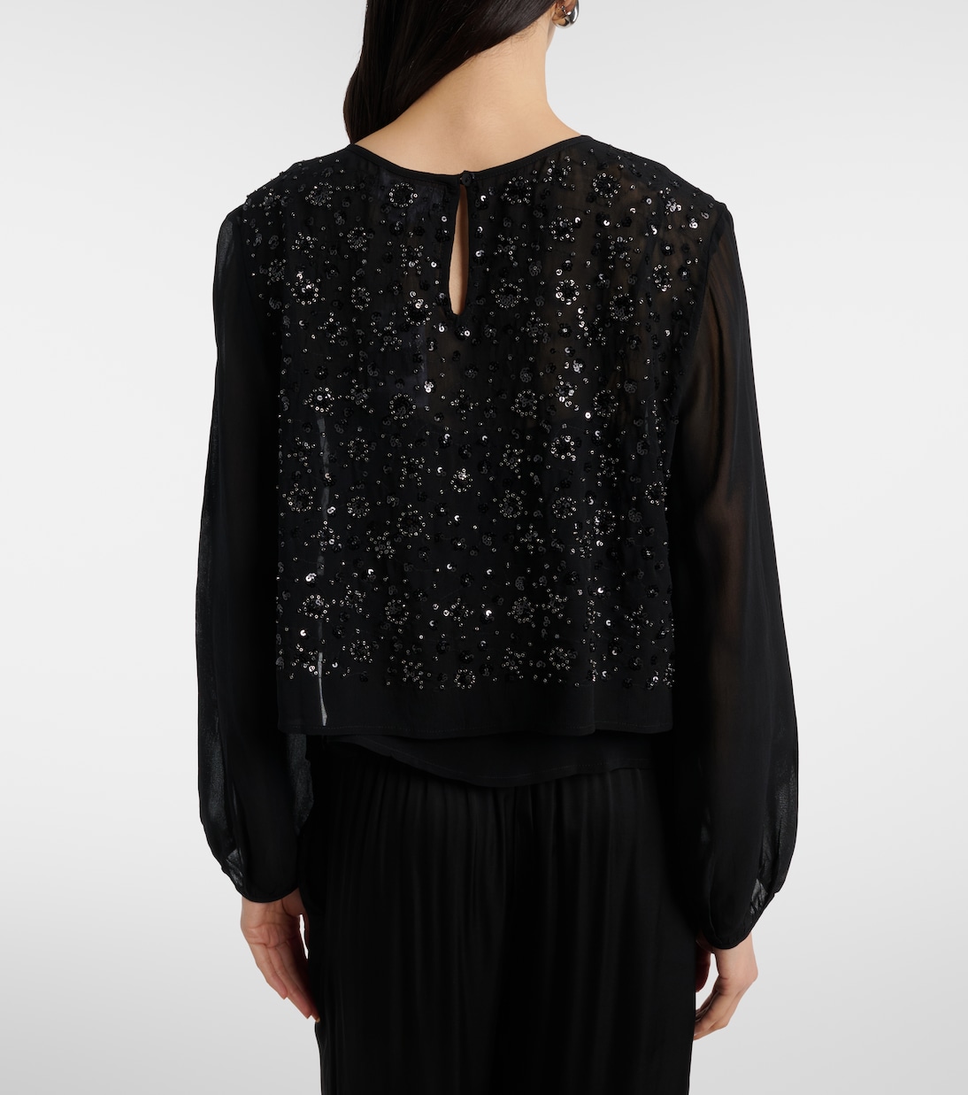 Marlowe sequinned sheer top | Velvet