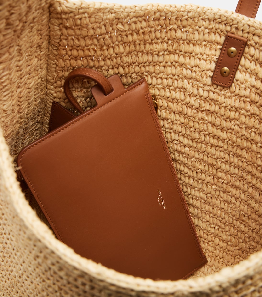 Le 5 à 7 Large raffia shoulder bag | Saint Laurent