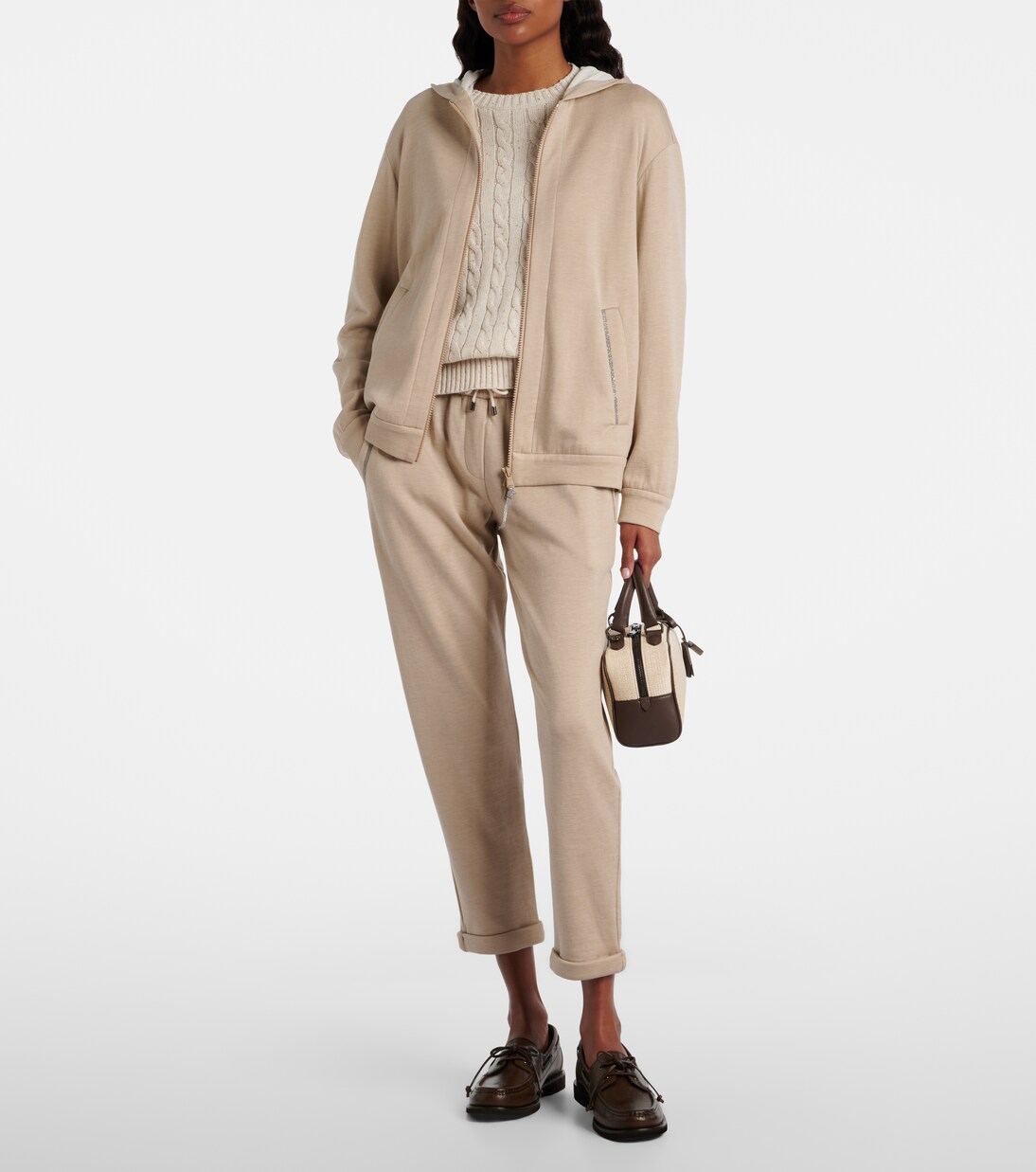 Monili cotton and silk-blend sweatpants | Brunello Cucinelli