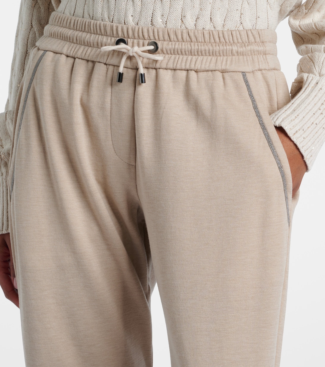Monili cotton and silk-blend sweatpants | Brunello Cucinelli