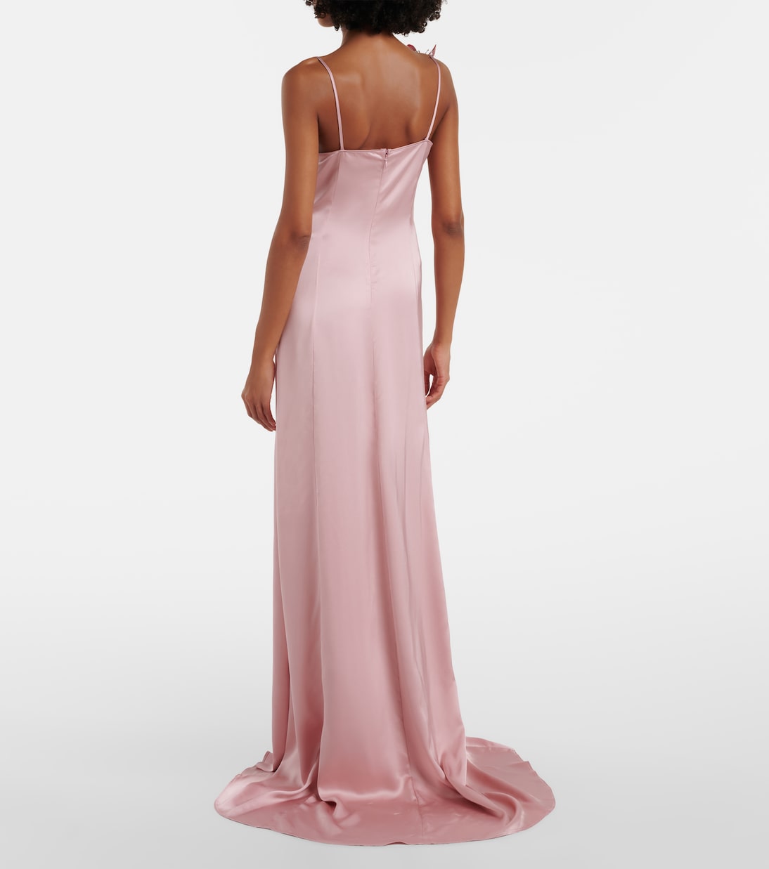 فستان سهرة من الساتان مع أبليكيه | Blumarine