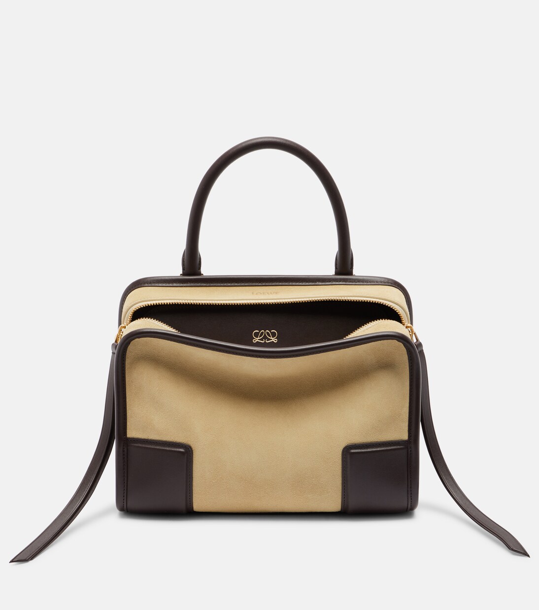 Leather-trimmed suede top-handle bag | Loewe