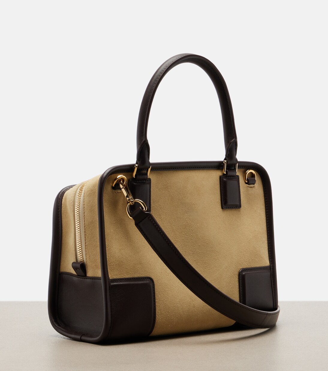 Leather-trimmed suede top-handle bag | Loewe