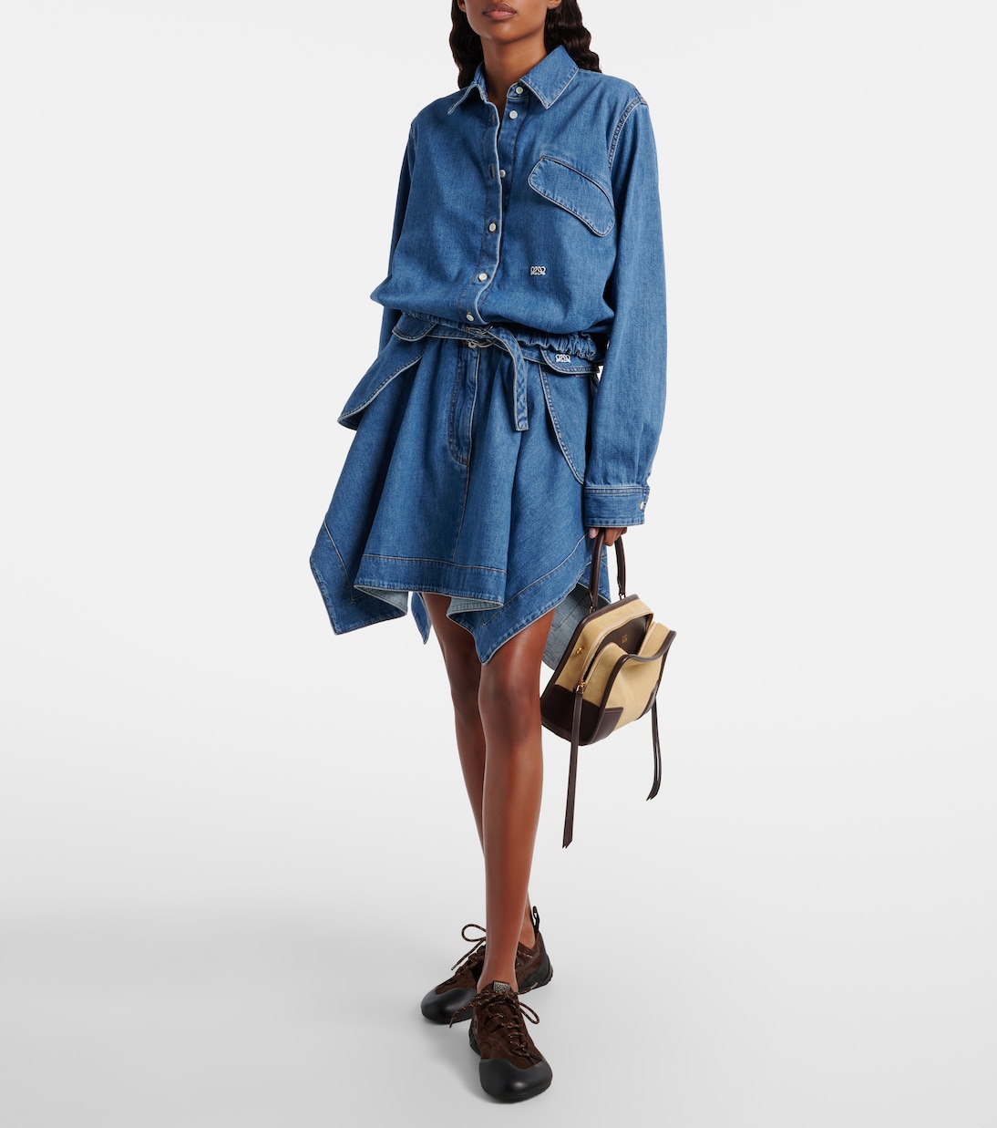 Leather-trimmed suede top-handle bag | Loewe