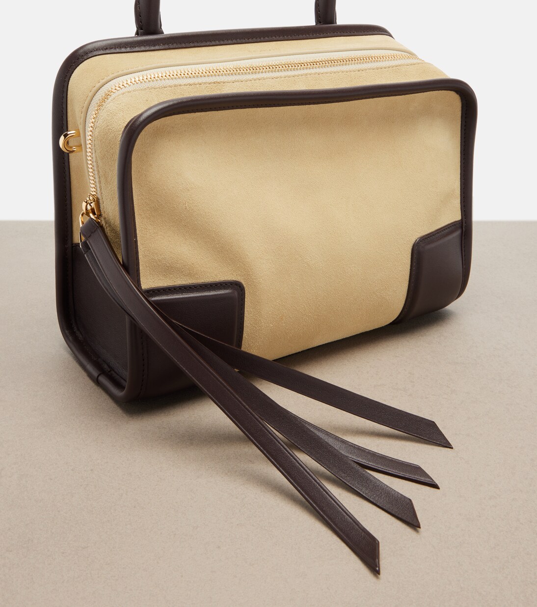 Leather-trimmed suede top-handle bag | Loewe