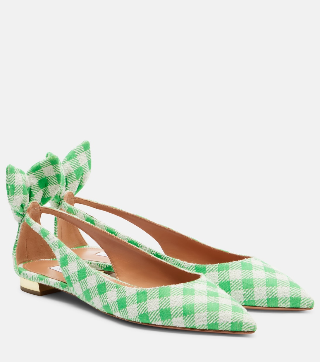 Bow Tie bow-detail checked ballet flats | Aquazzura