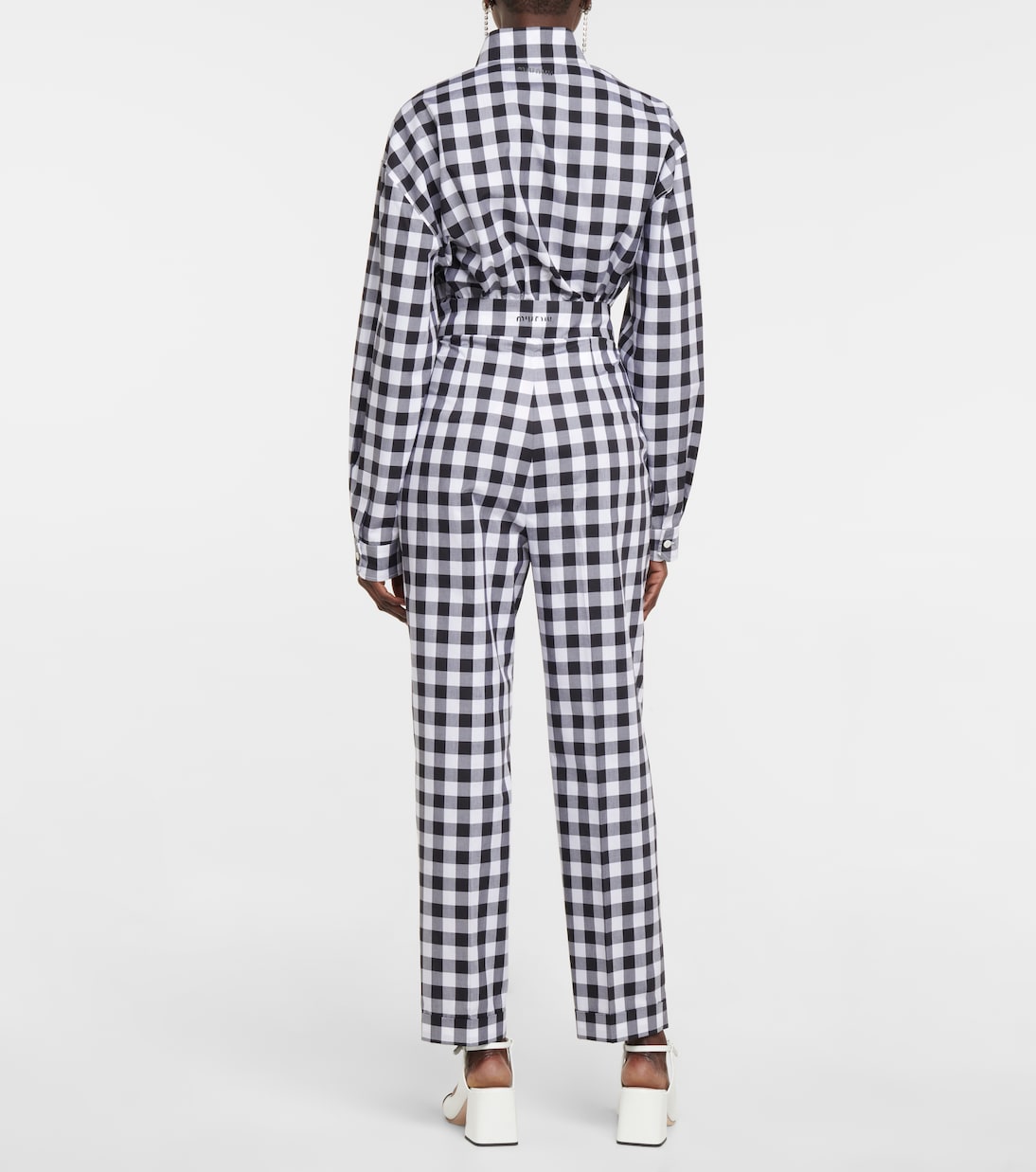 Pantaloni in cotone a quadri | Miu Miu