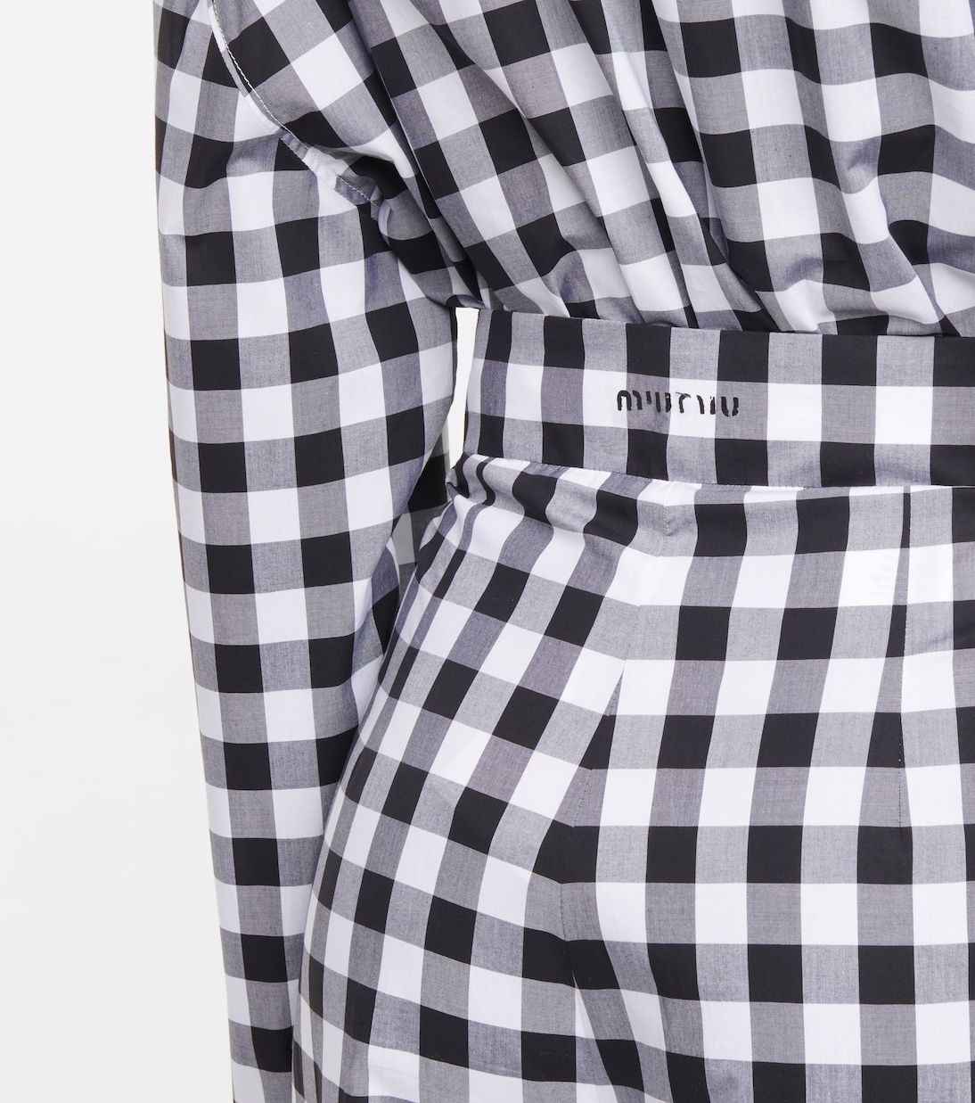 Pantaloni in cotone a quadri | Miu Miu