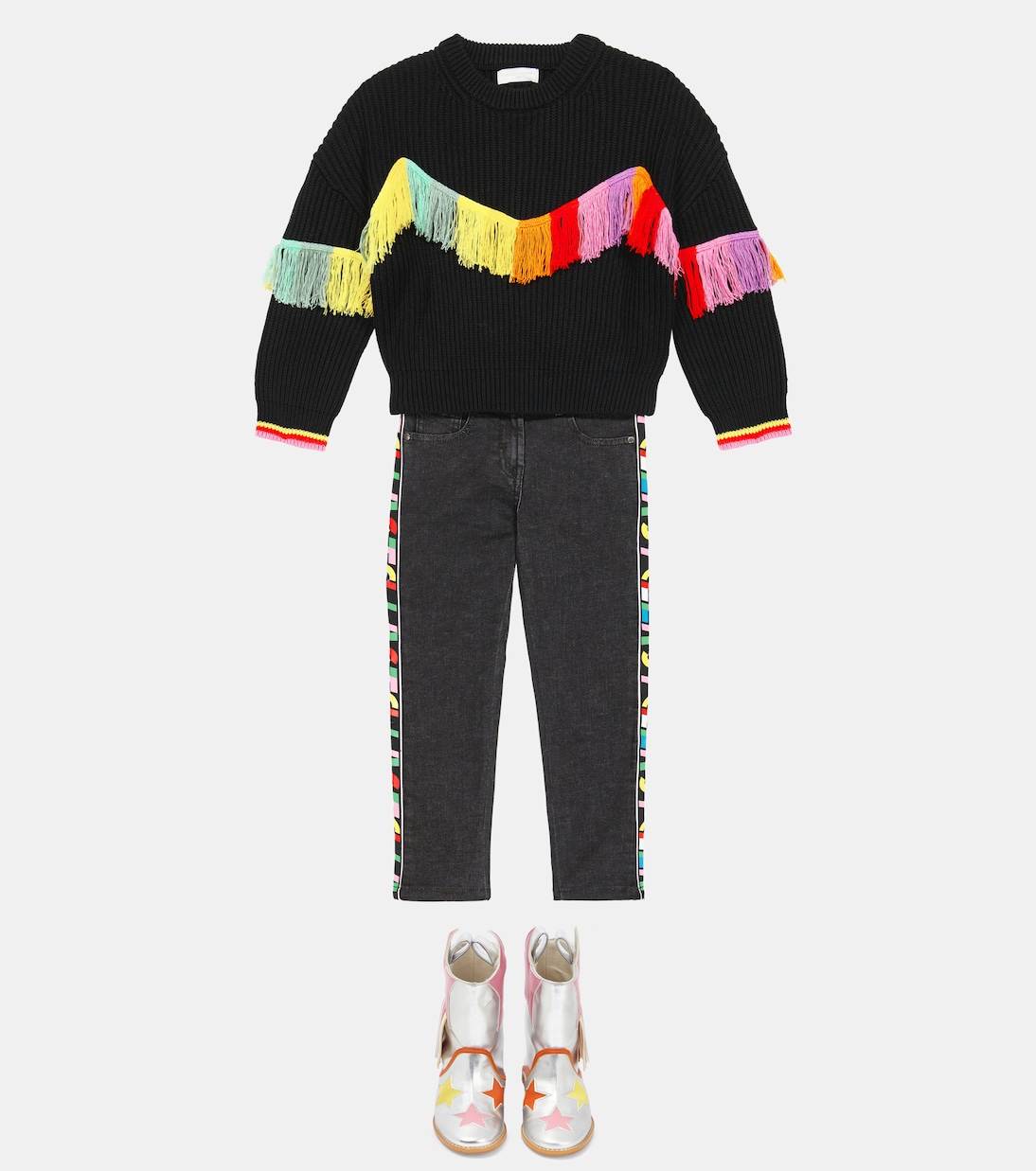 Pull à franges en coton et laine | Stella McCartney Kids