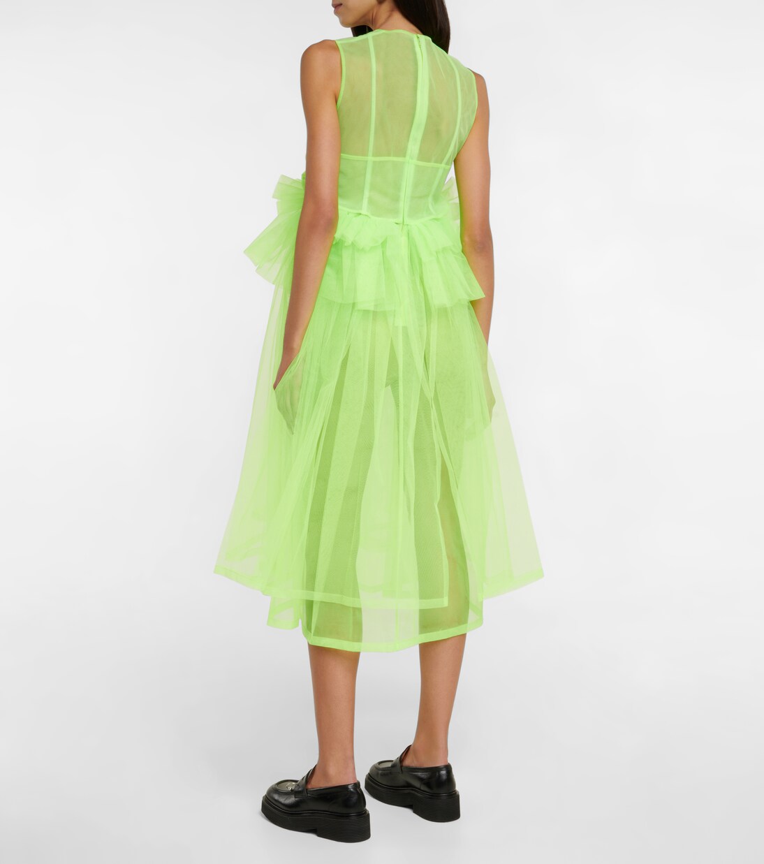 Vestido midi de tul con volantes | Noir Kei Ninomiya