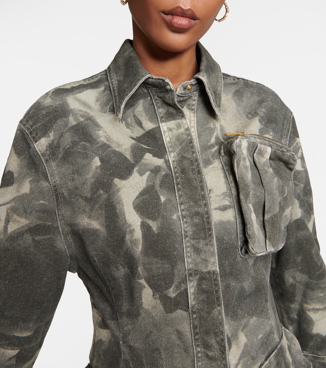 Belted printed denim jacket | Blumarine