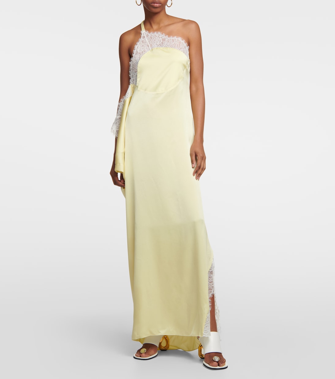 Lace-trimmed satin maxi dress | JW Anderson