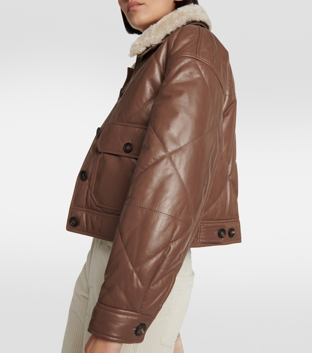 Chaqueta de piel con borrego | Brunello Cucinelli
