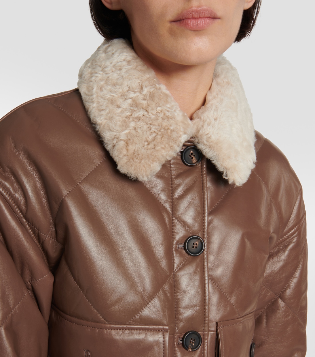 Chaqueta de piel con borrego | Brunello Cucinelli