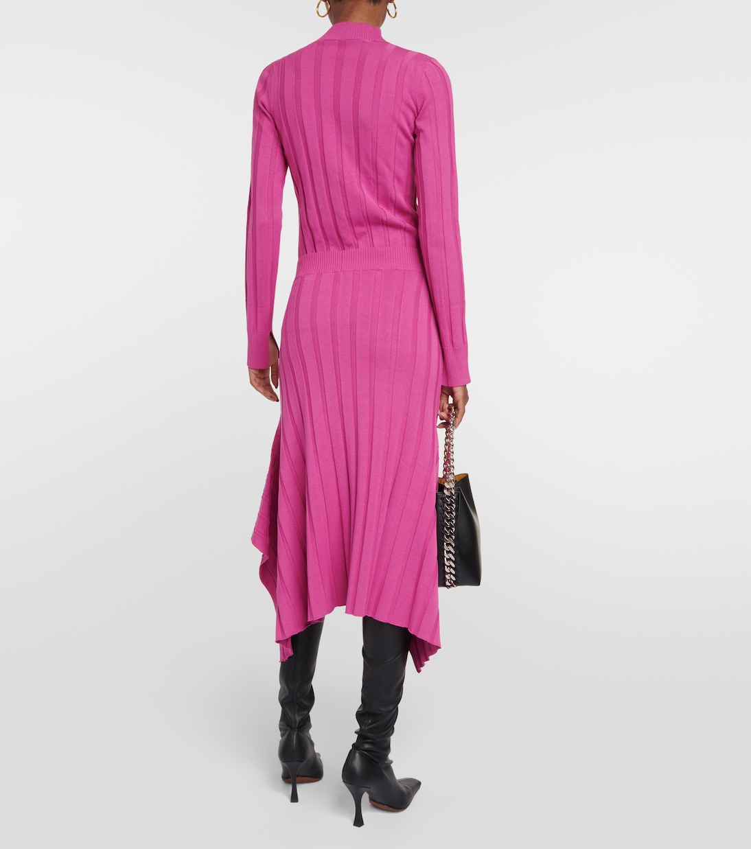 Falda midi asimétrica de punto acanalado | Stella McCartney