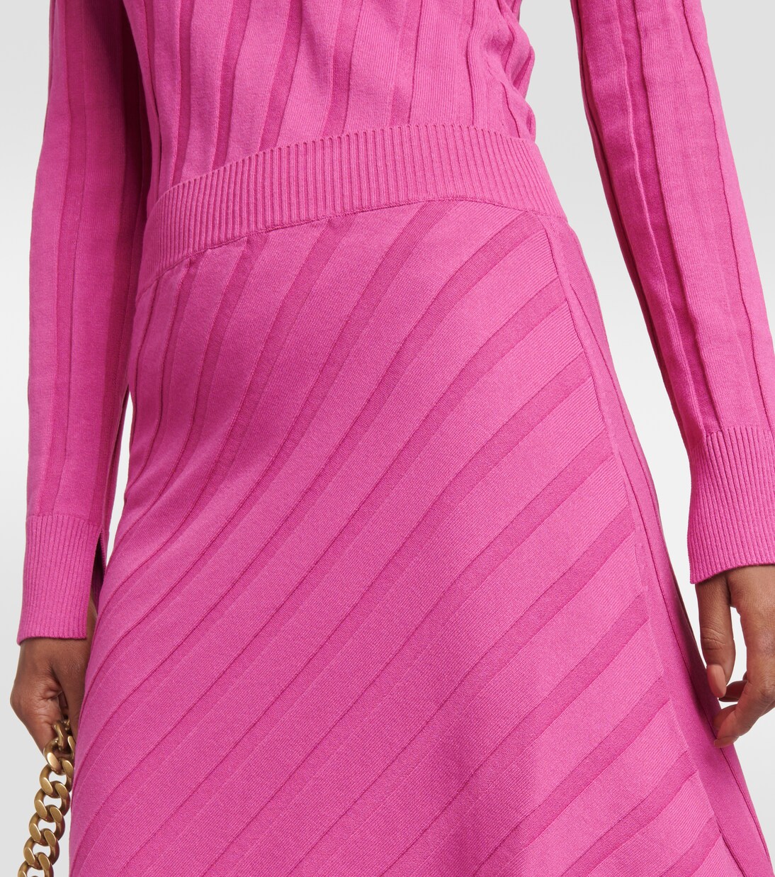 Falda midi asimétrica de punto acanalado | Stella McCartney
