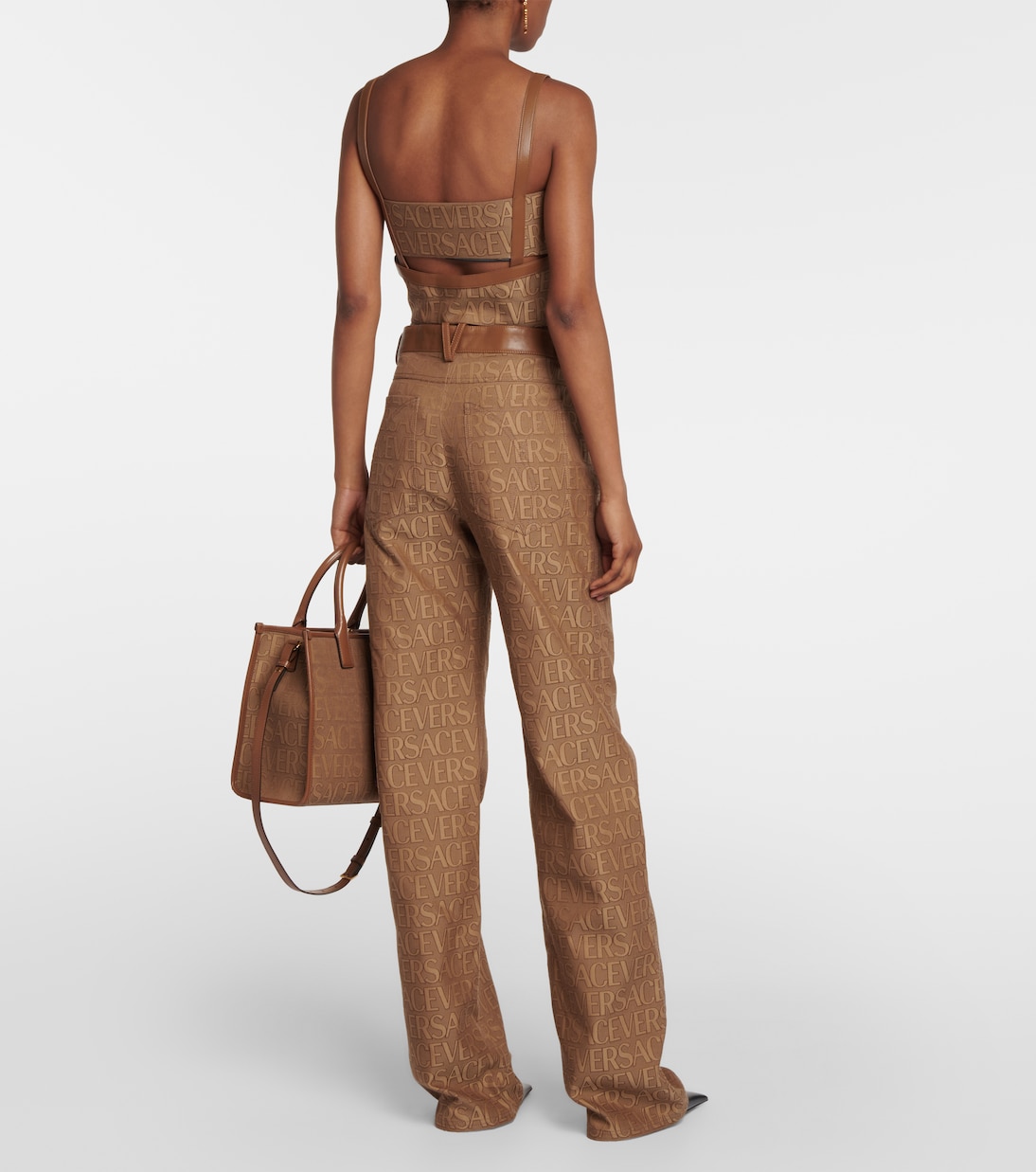 Bustier in jacquard Versace Allover con pelle | Versace
