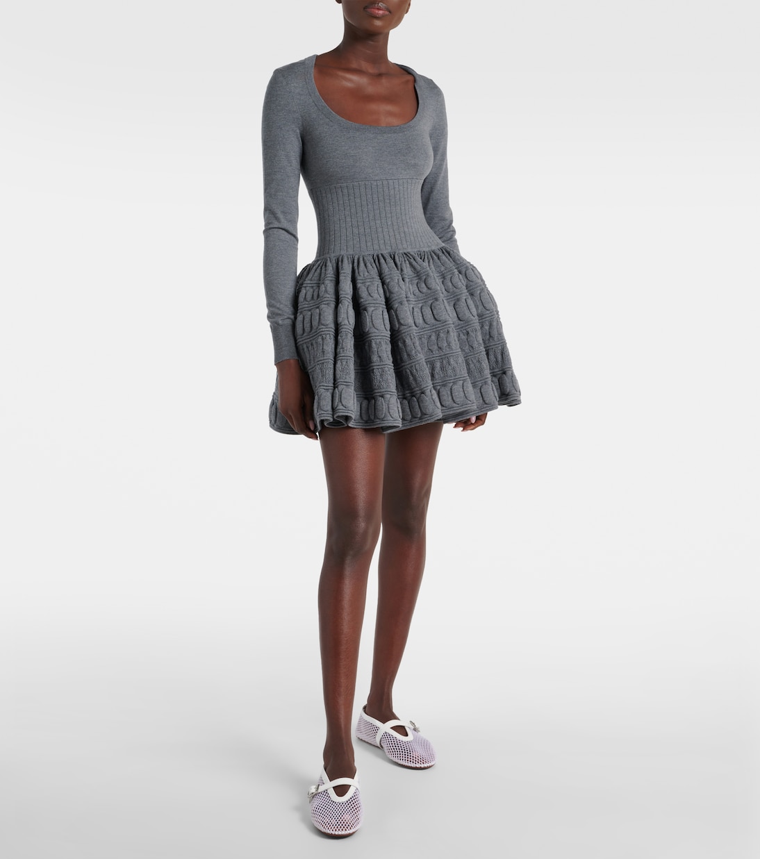Ballerine in mesh con pelle | Alaïa