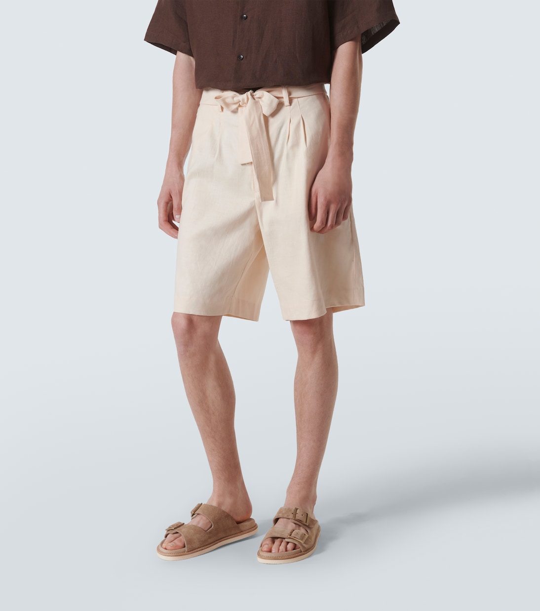 Linen-blend twill Bermuda shorts | Commas