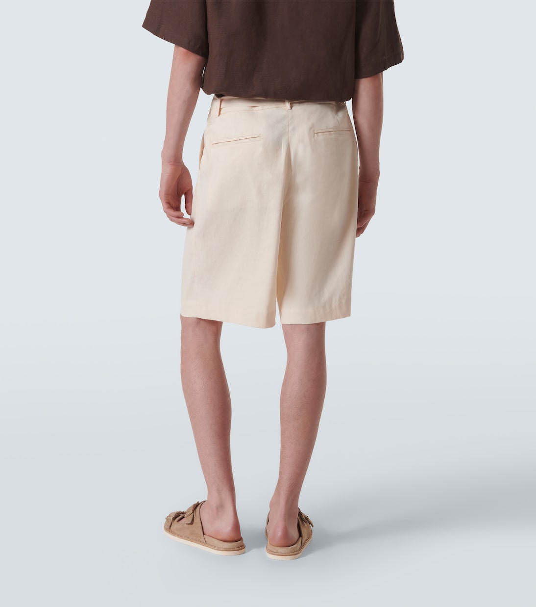 Linen-blend twill Bermuda shorts | Commas