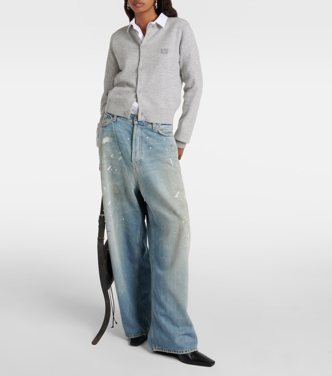 Face crewneck wool cardigan | Acne Studios