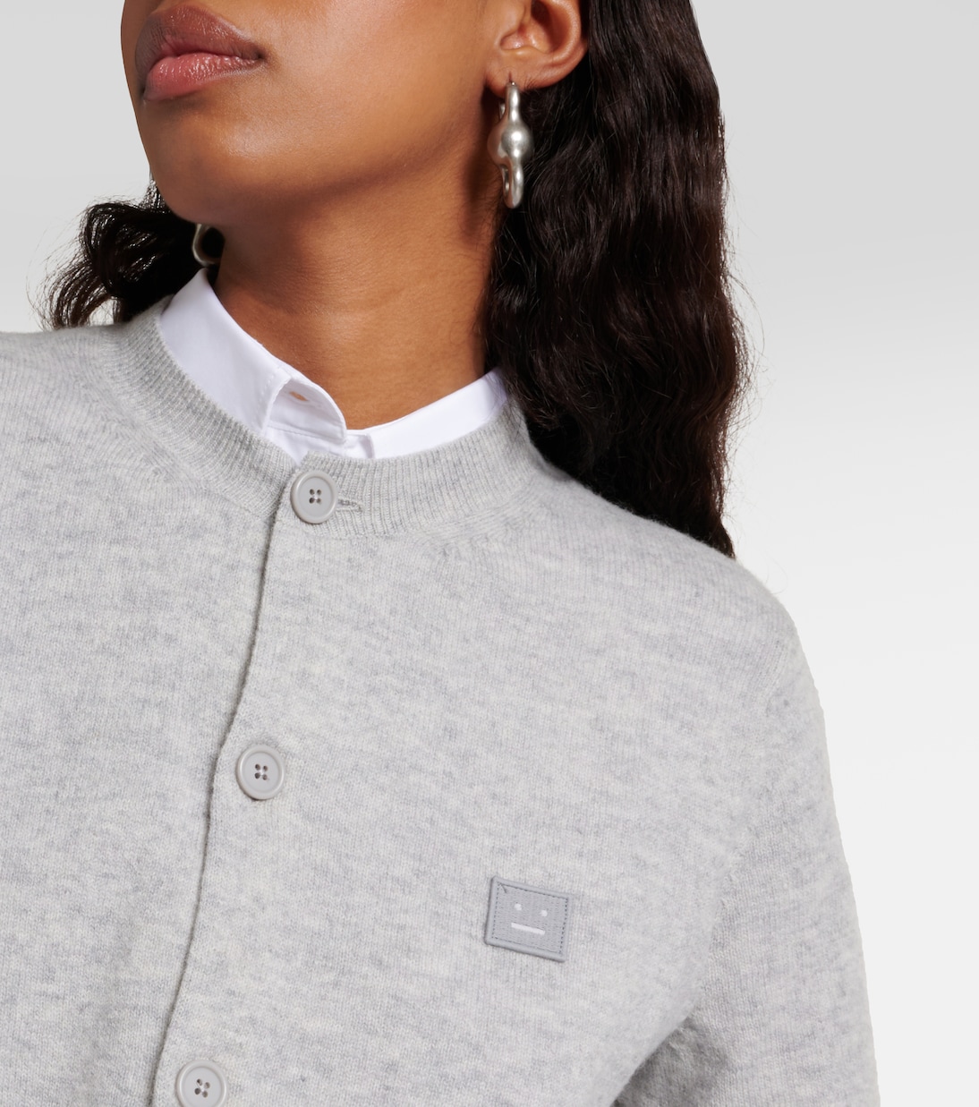Face crewneck wool cardigan | Acne Studios
