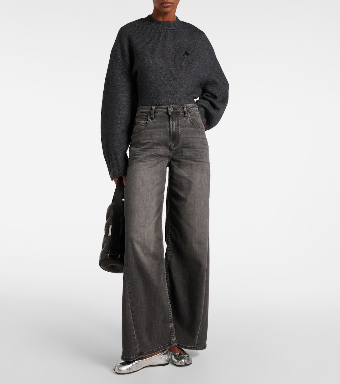 جينز بأرجل واسعة وخصر متوسط | AG Jeans