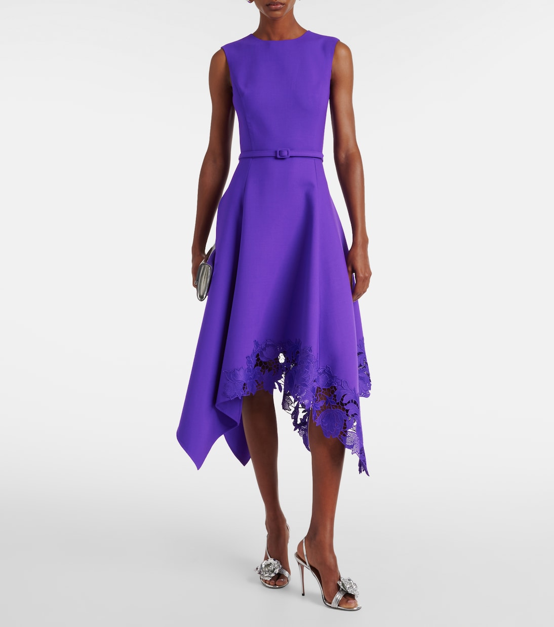Abito midi asimmetrico Peony in guipure | Oscar de la Renta