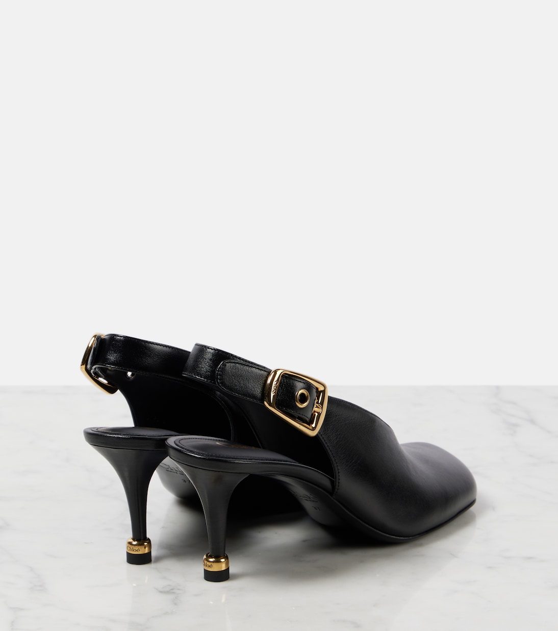 Scarpe con tacco Chloé Andrea in pelle, slingback eleganti per giovani fashionisti