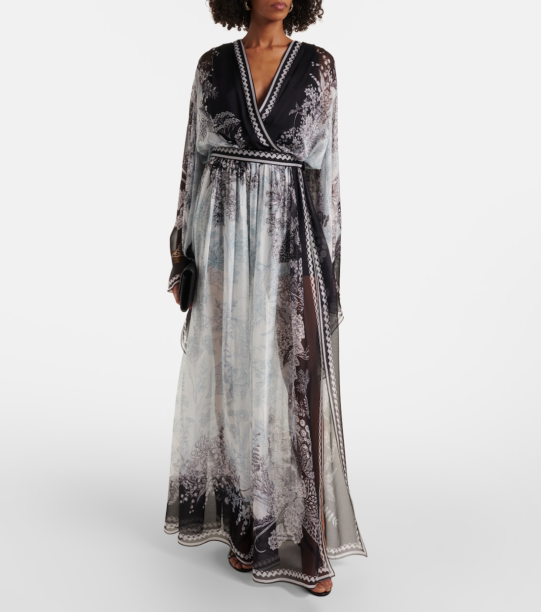 Gonna lunga in chiffon di seta con stampa | Elie Saab