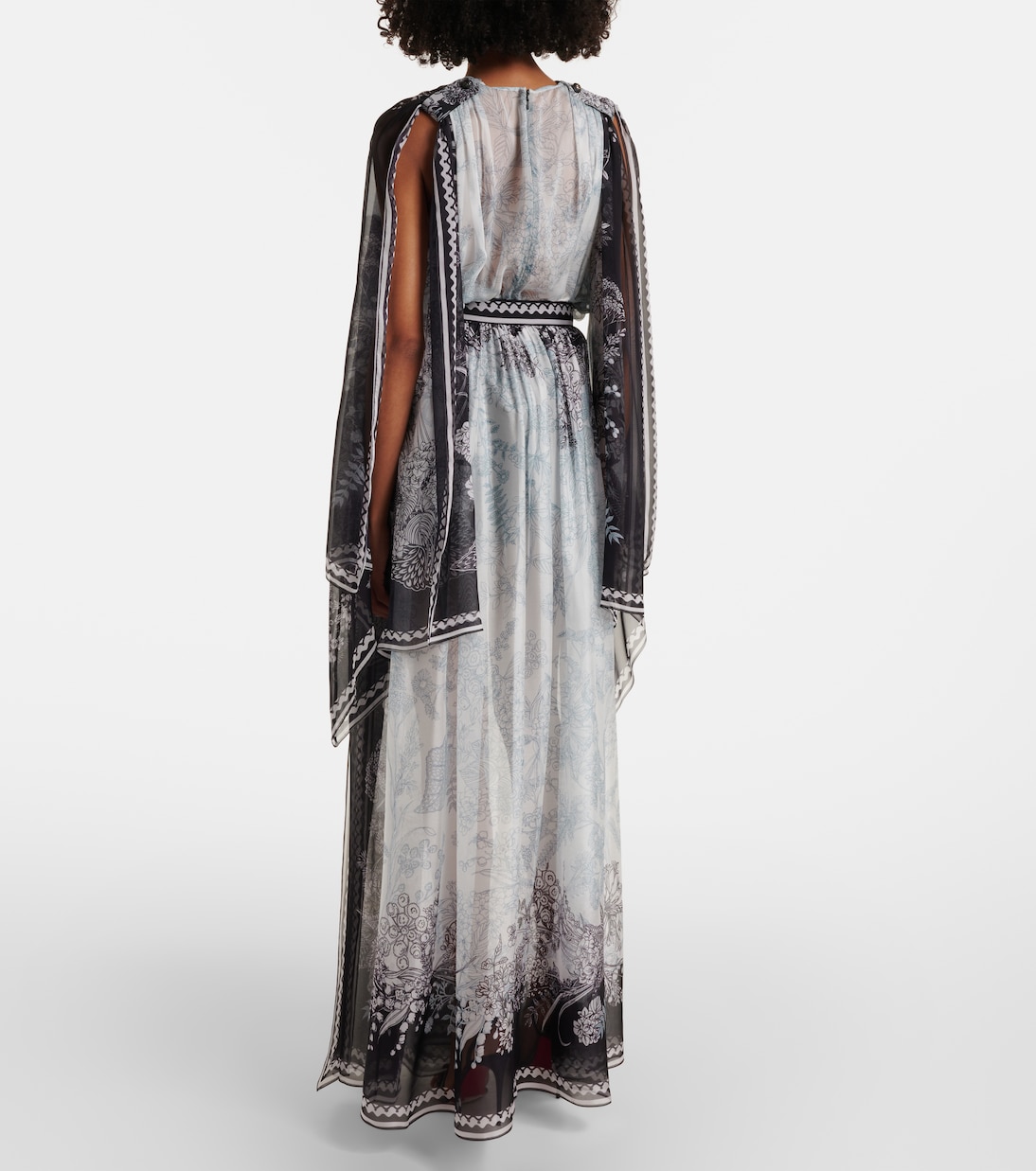 Gonna lunga in chiffon di seta con stampa | Elie Saab