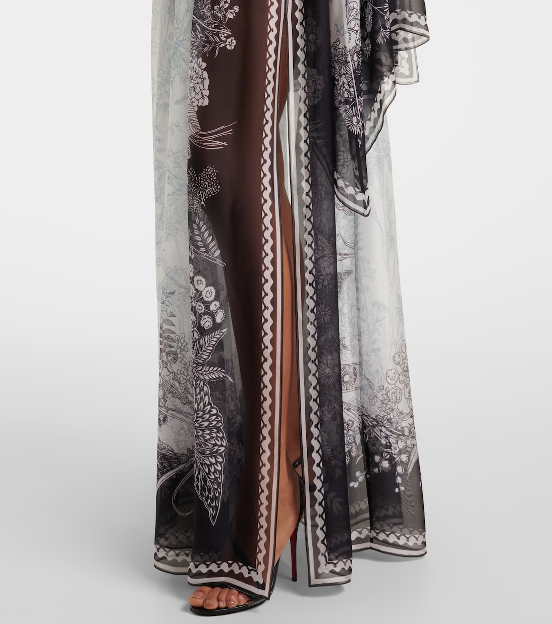 Gonna lunga in chiffon di seta con stampa | Elie Saab