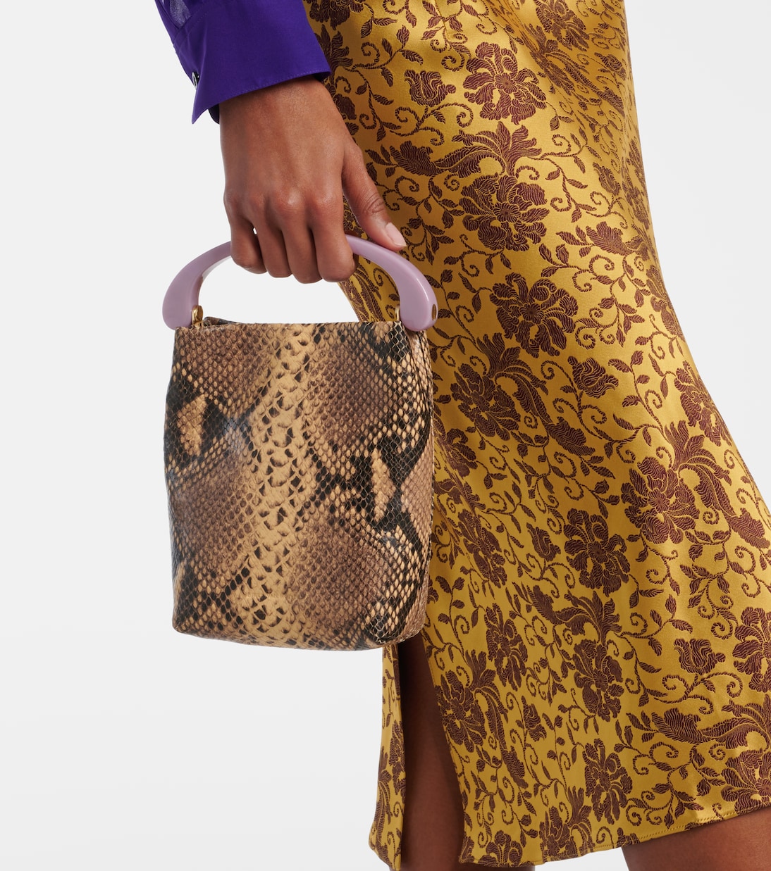 Small snake-effect leather tote bag | Dries Van Noten