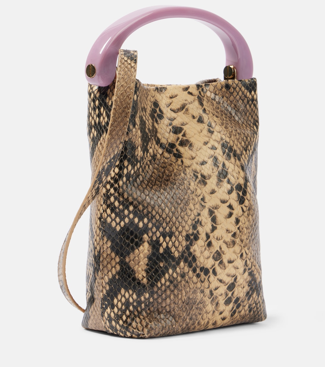 Small snake-effect leather tote bag | Dries Van Noten