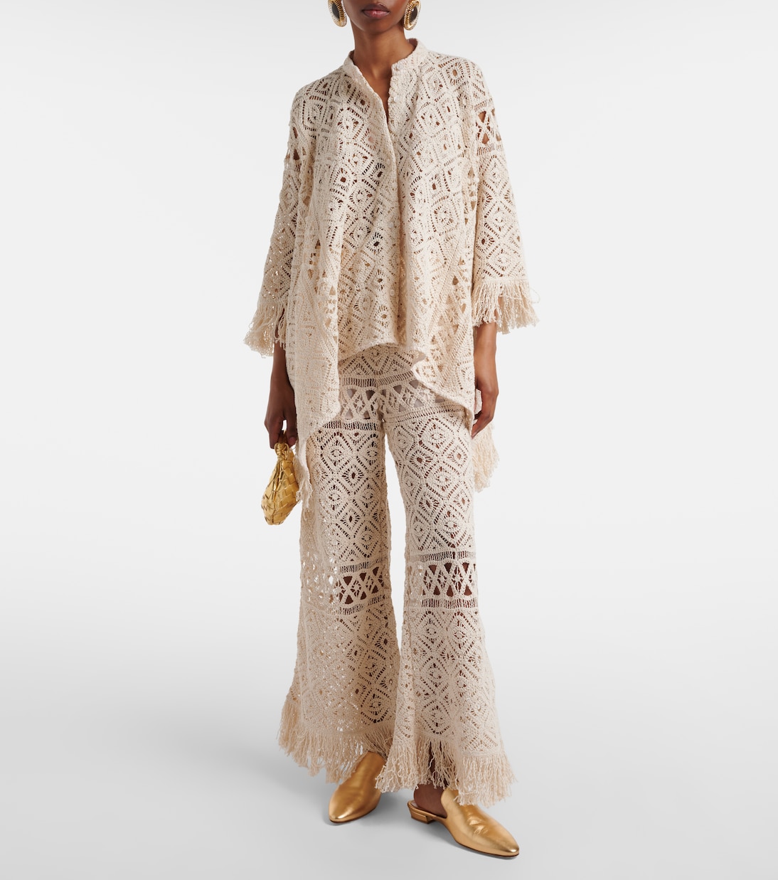 Pantaloni a palazzo Lacey in cotone macramé | La DoubleJ