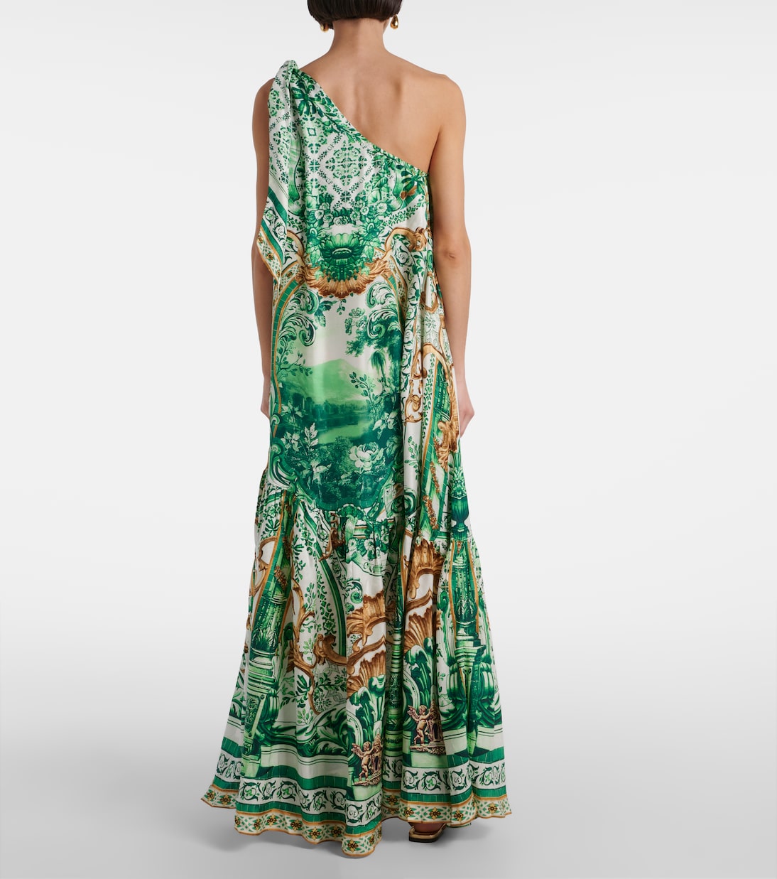Bedrucktes One-Shoulder-Maxikleid aus Seide | Camilla