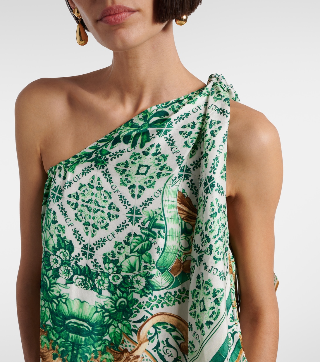 Bedrucktes One-Shoulder-Maxikleid aus Seide | Camilla