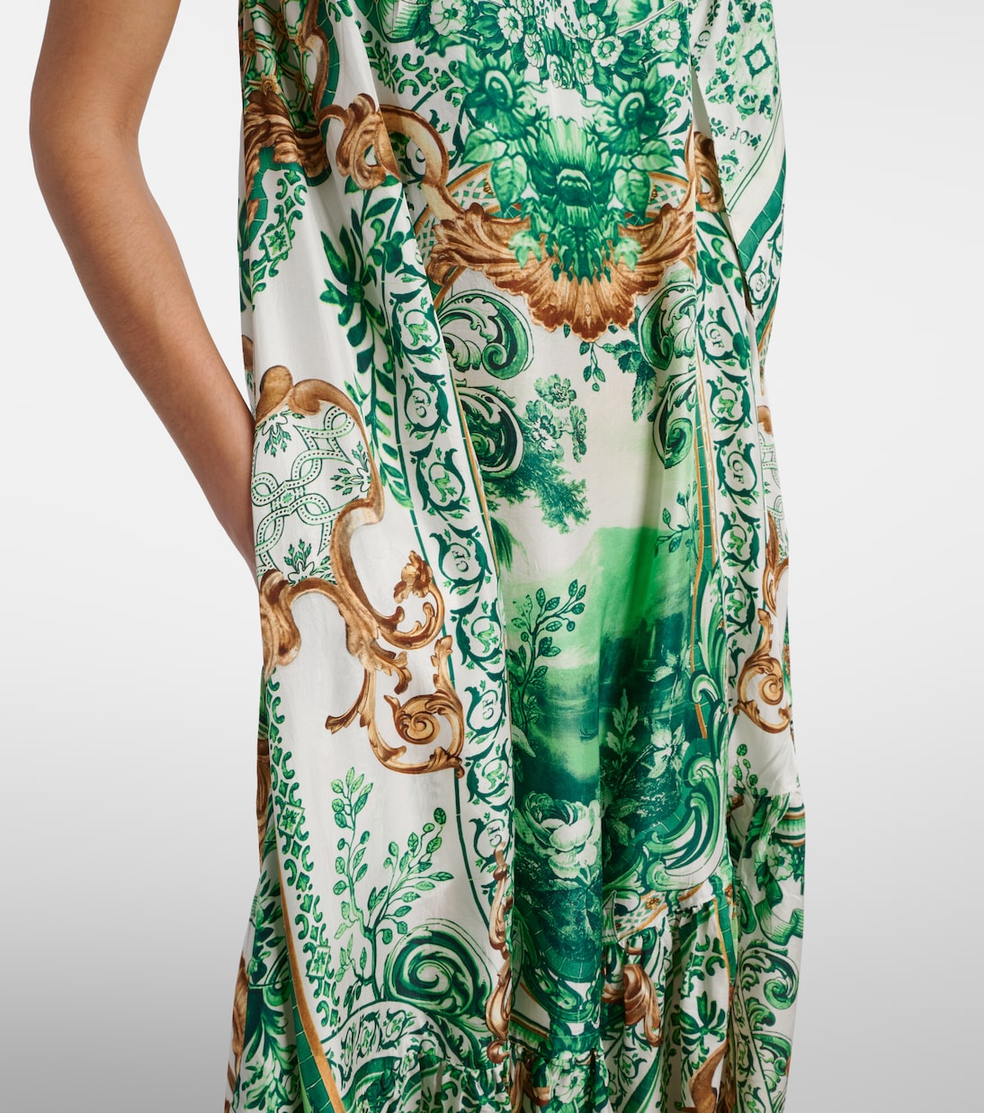 Bedrucktes One-Shoulder-Maxikleid aus Seide | Camilla